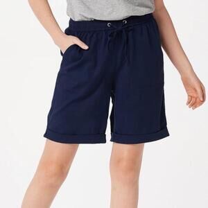 Denim & Co. Stretch Tencel Pull-On Shorts with Porkchop Pockets Navy - Regular